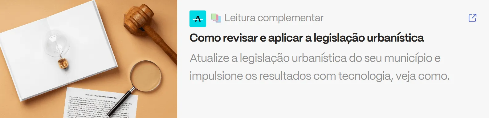 Box de chamada para artigo sobre como revisar e aplicar a legislação urbanística com apoio de tecnologia.