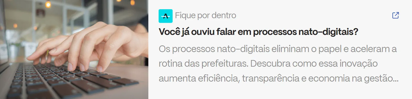 Pessoa digitando em notebook, ilustrando o conceito de processos nato-digitais que eliminam o papel e aceleram a rotina das prefeituras.