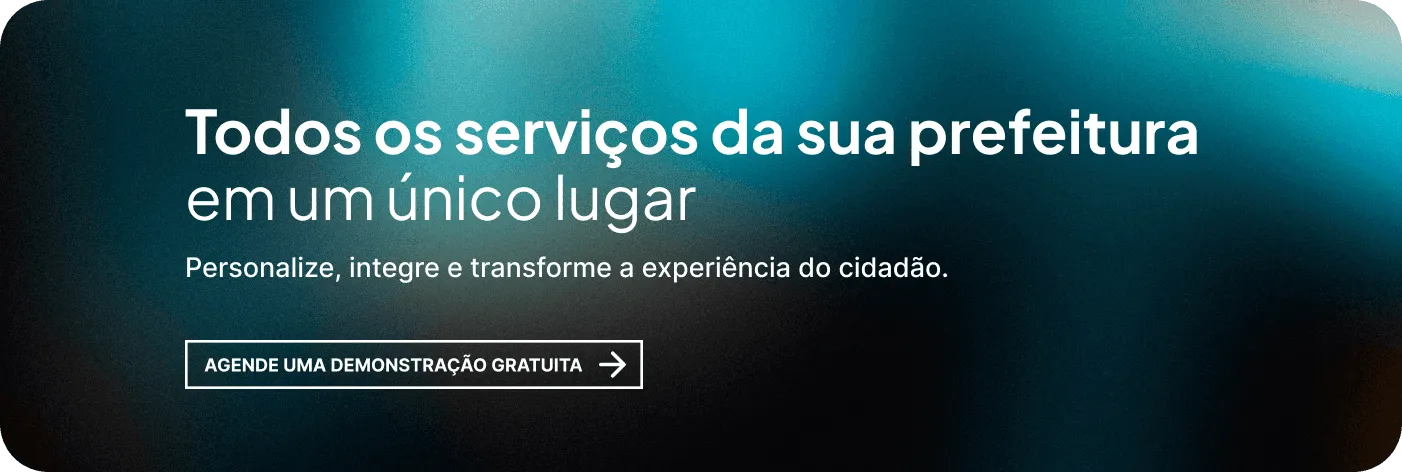 Banner com texto “Todos os serviços da sua prefeitura em um único lugar”, representando o Portal de Serviços da Aprova e o agendamento de demonstração gratuita.