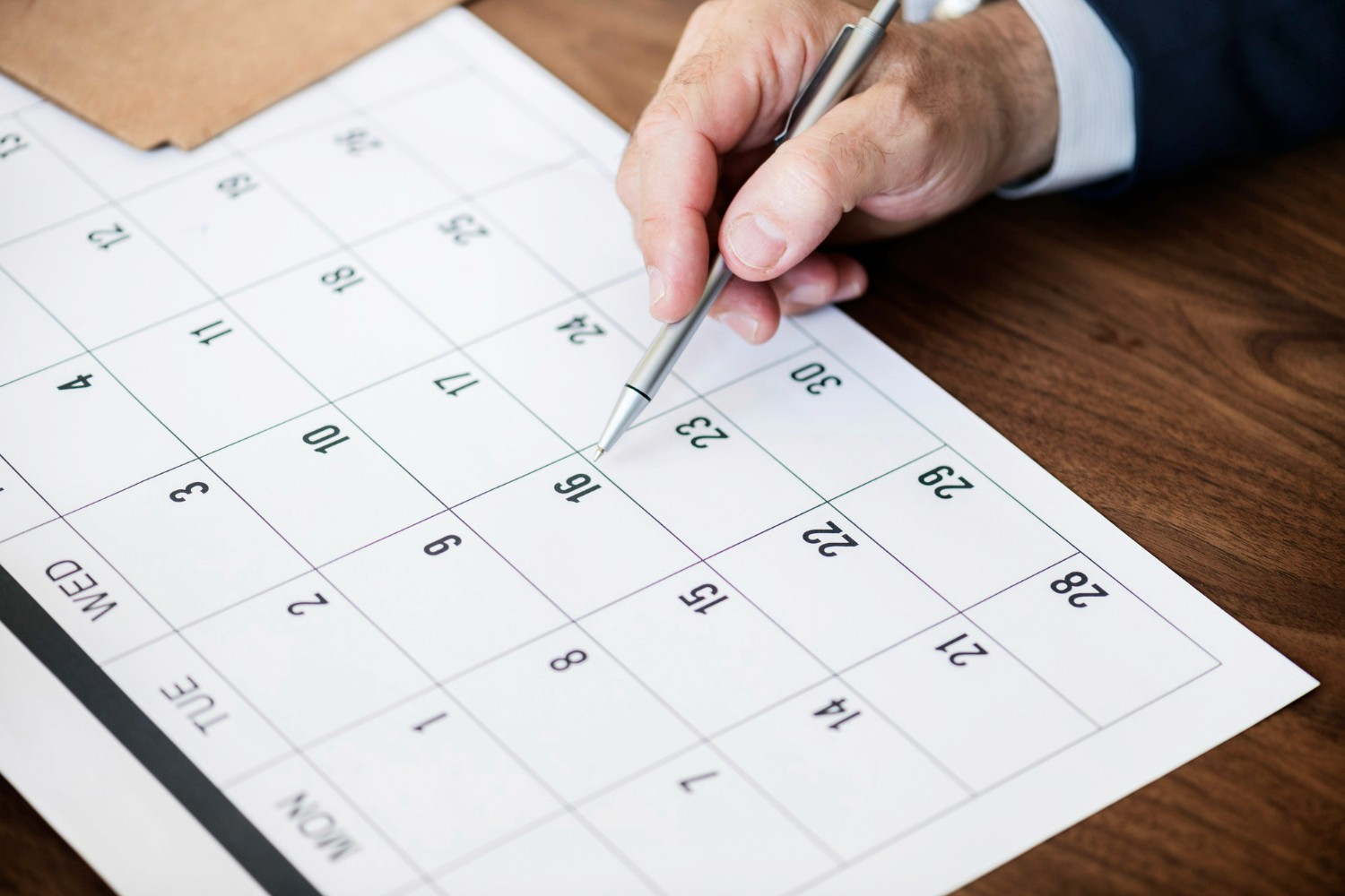 Calendário para ilustrar o período de apuração da receita corrente líquida