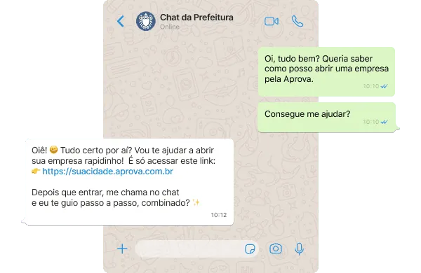Tela de atendimento da Aprova pelo WhatsApp