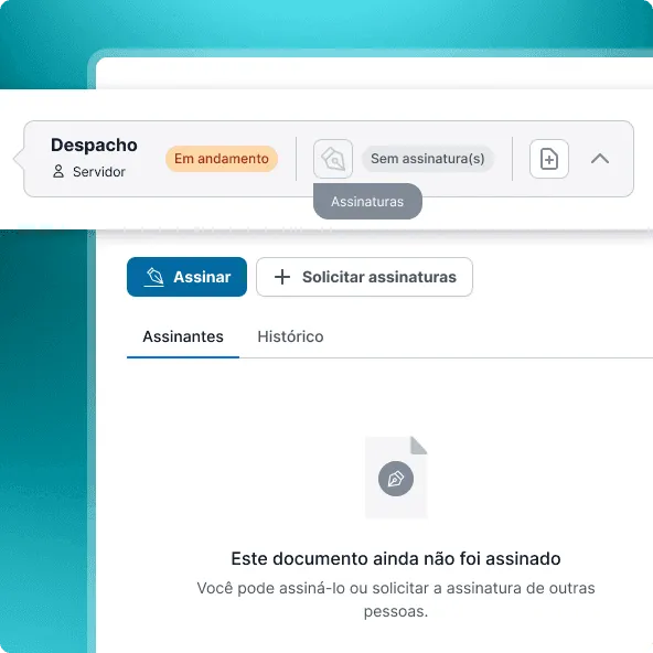 Prévia da funcionalidade Assinatura digital