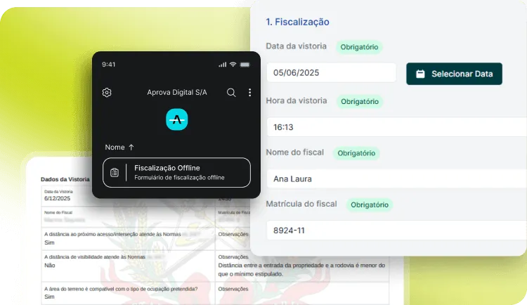 Tela de formulário inteligente da plataforma Aprova